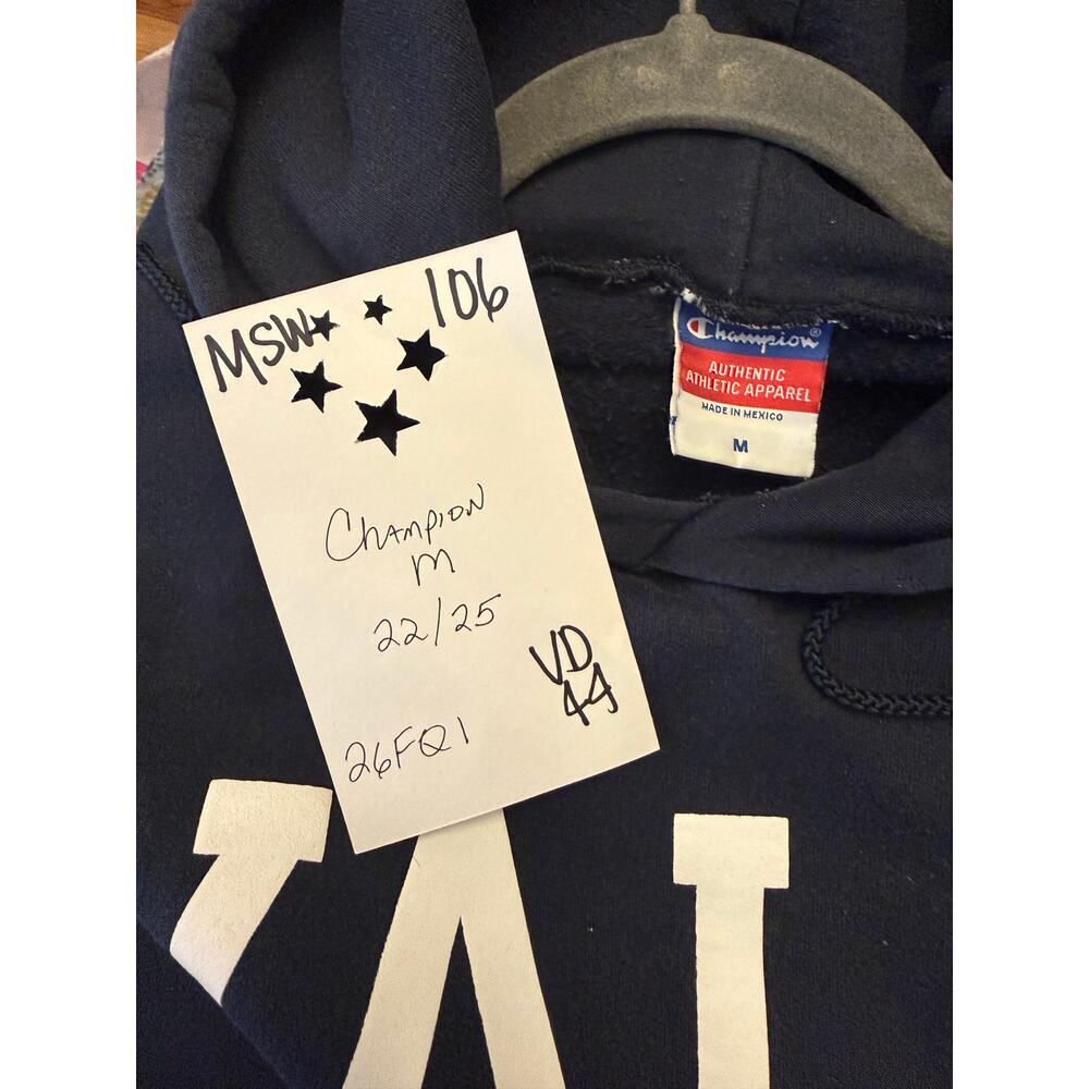 Vintage Champion Y2K Yale University Hoodie Sweatshirt Adult Medium Blue - Picture 3 of 5